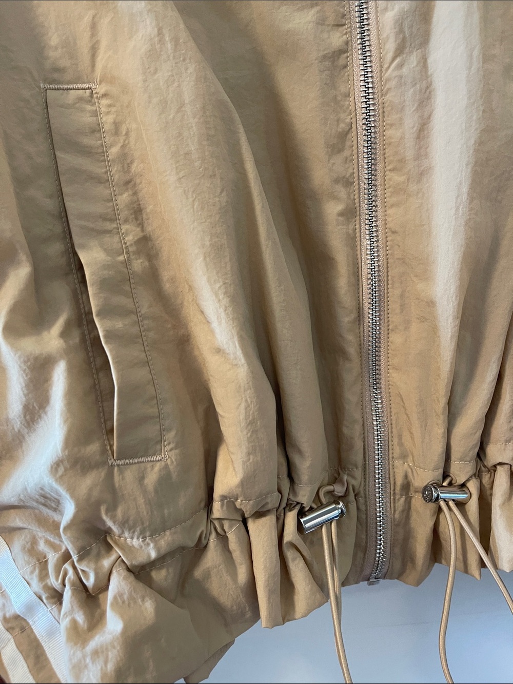 adidas Taupe Drawstring Bomber Jacket - Picture 3 of 6